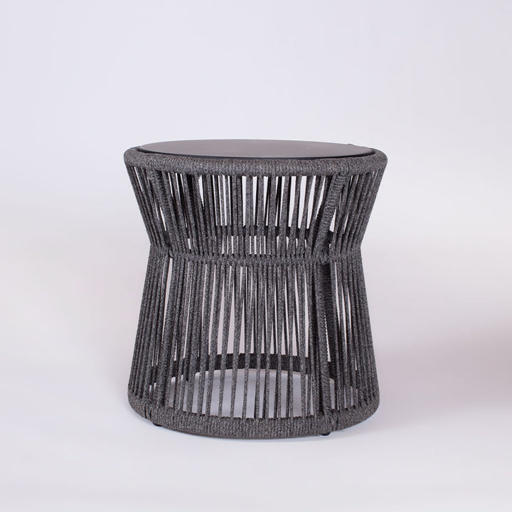 Saranac End Table with Honed Granite Top || Black