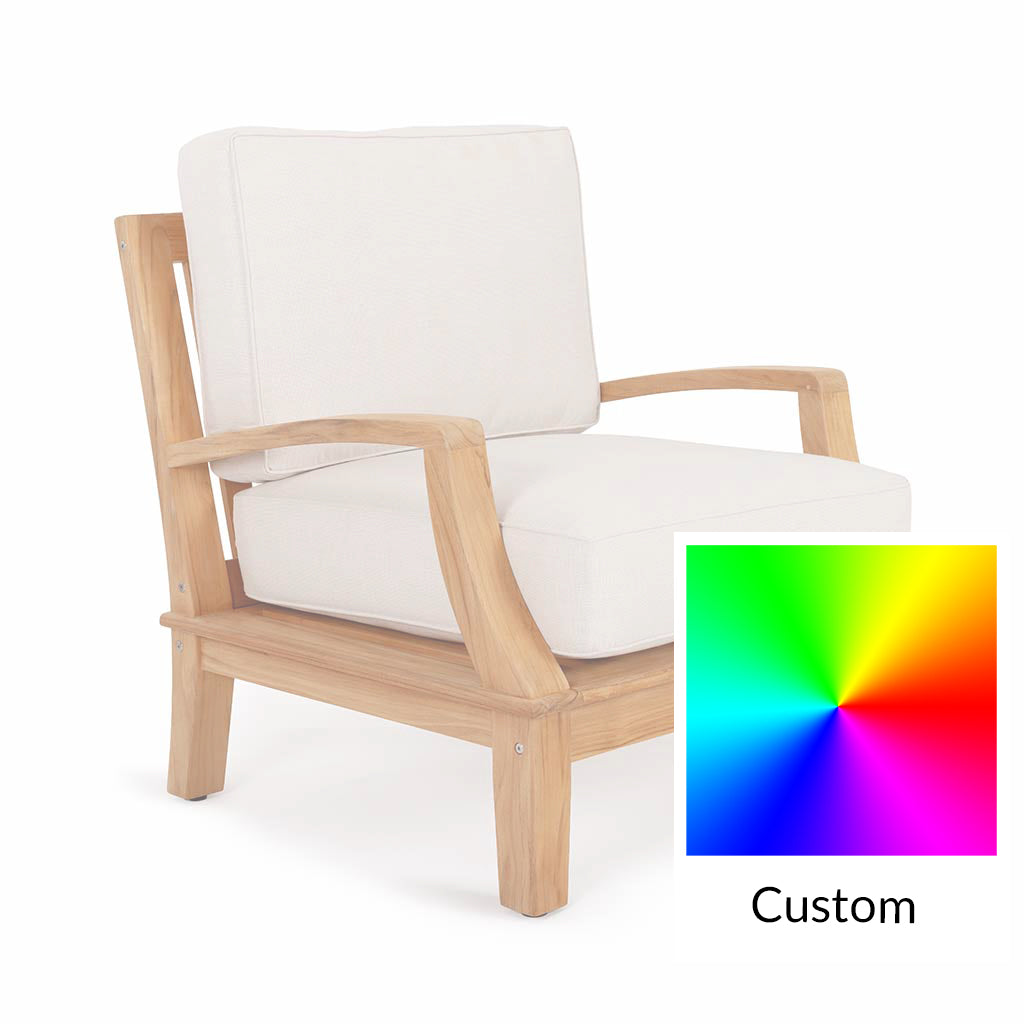 Avalon Grande Arm Chair || Teak/White Linen