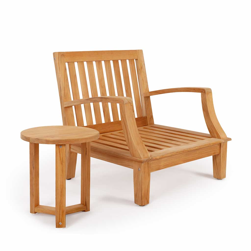 Avalon Grande Arm Chair || Teak/White Linen