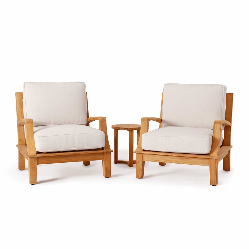 Avalon Grande Arm Chair || Teak/White Linen