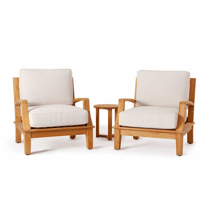 Avalon Grande Arm Chair || Teak/White Linen