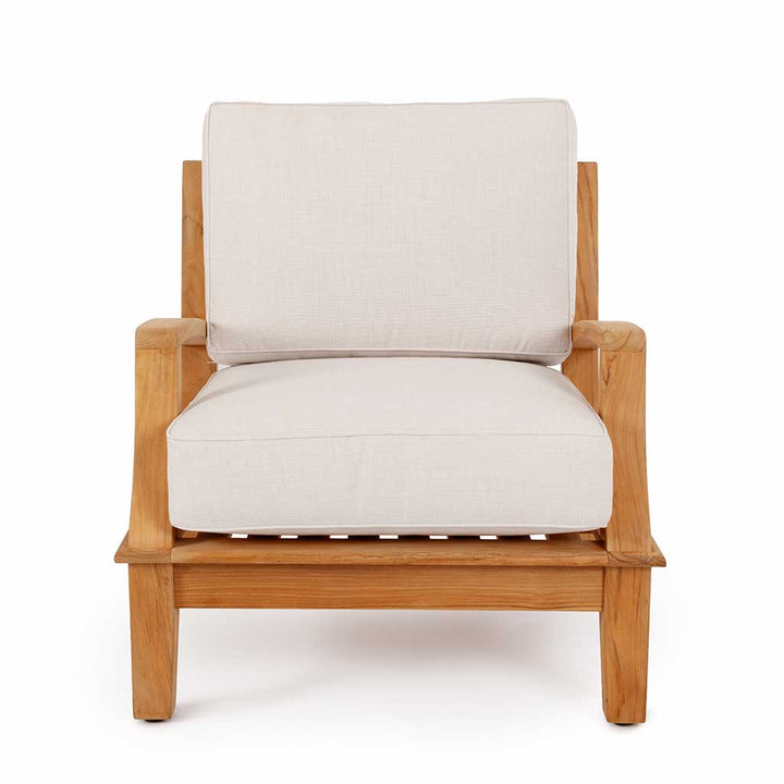 Avalon Grande Arm Chair || Teak/White Linen