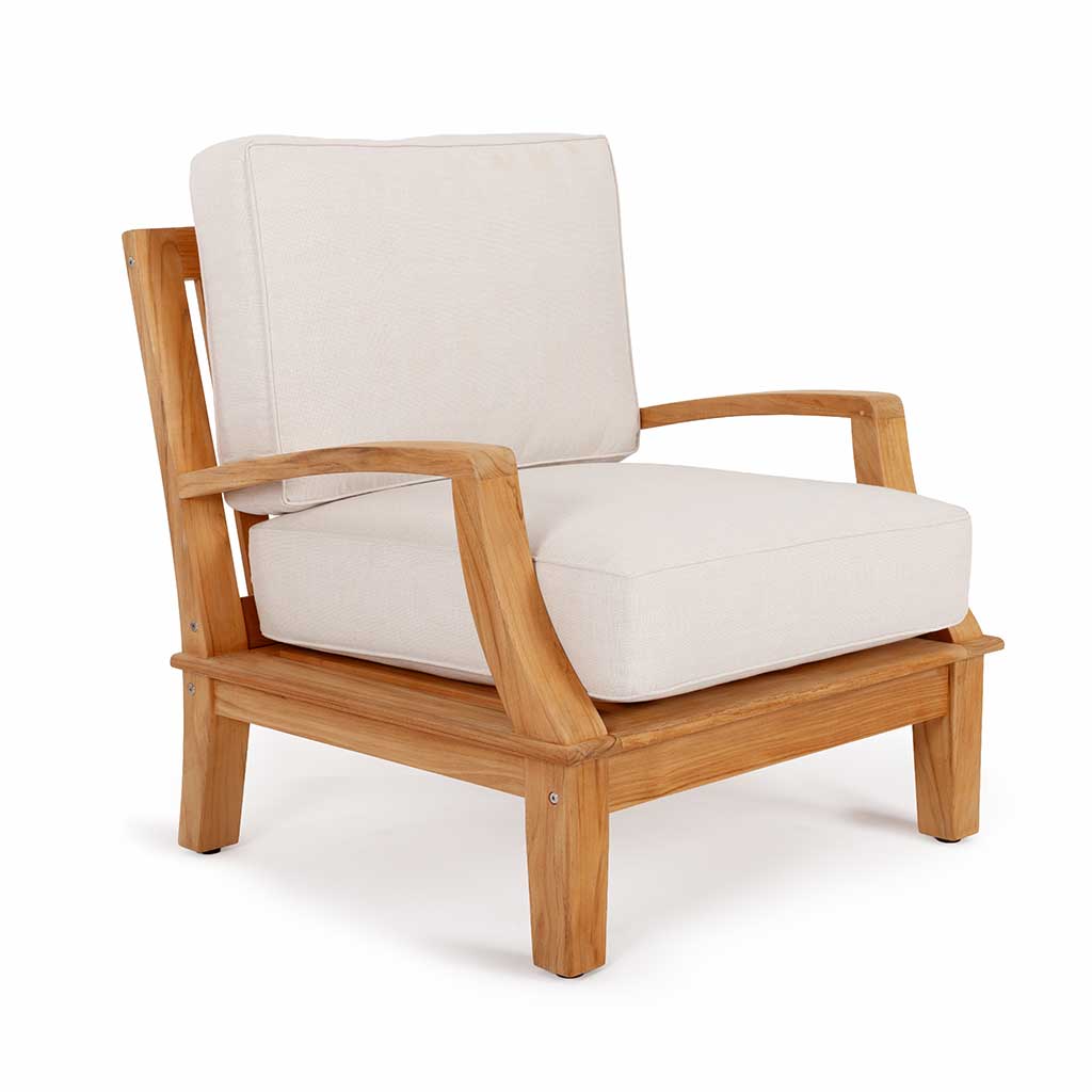 Avalon Grande Arm Chair || Teak/White Linen