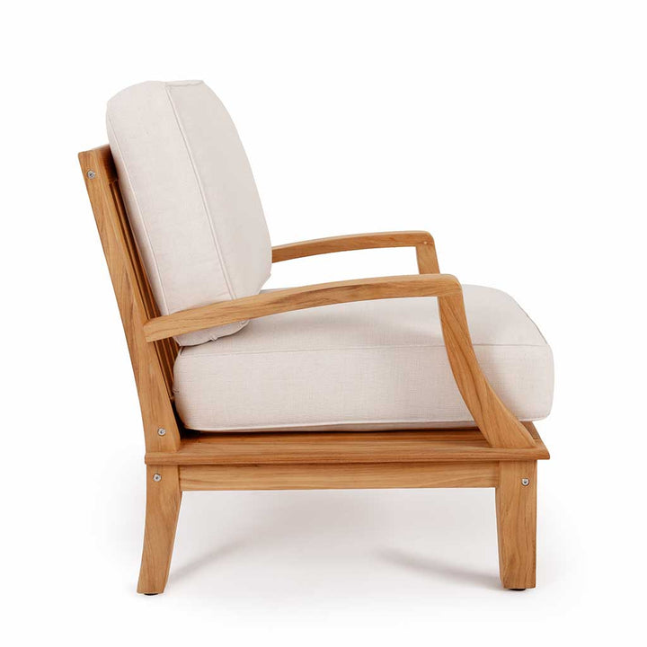 Avalon Grande Arm Chair || Teak/White Linen
