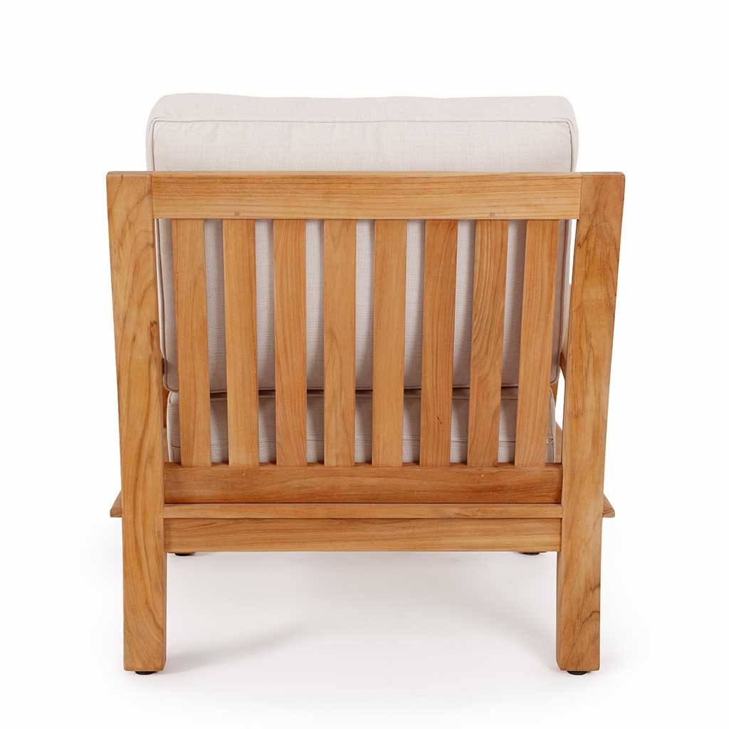 Avalon Grande Arm Chair || Teak/White Linen