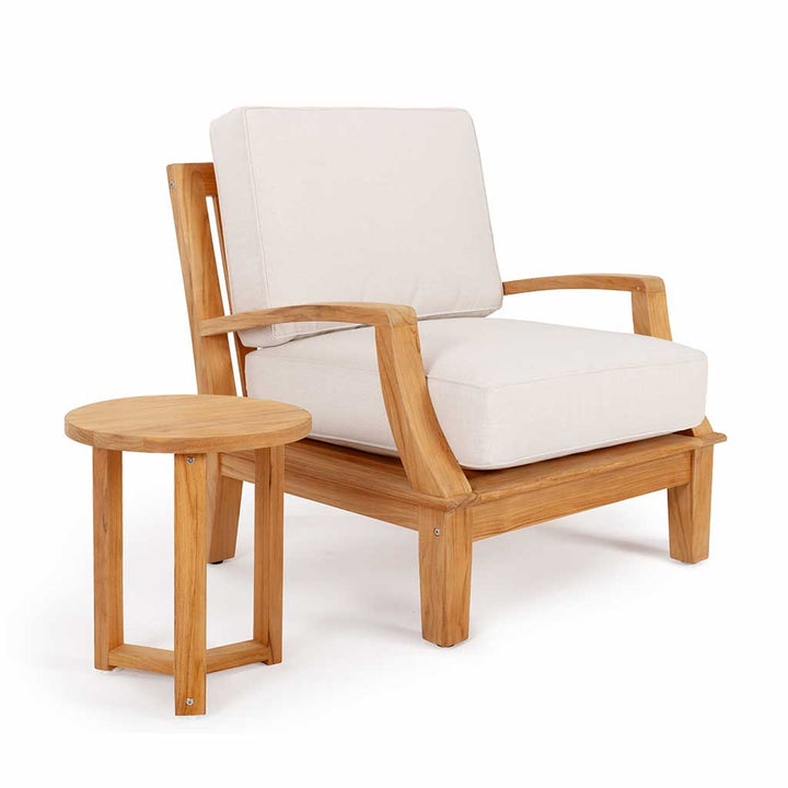 Avalon Grande Arm Chair || Teak/White Linen