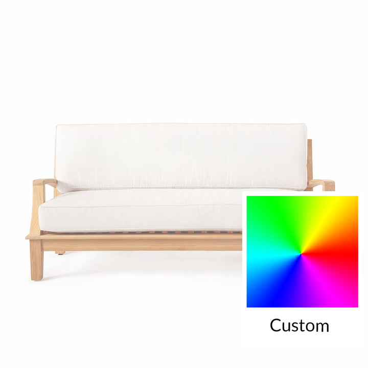 Avalon Grande Sofa || Teak/White Linen