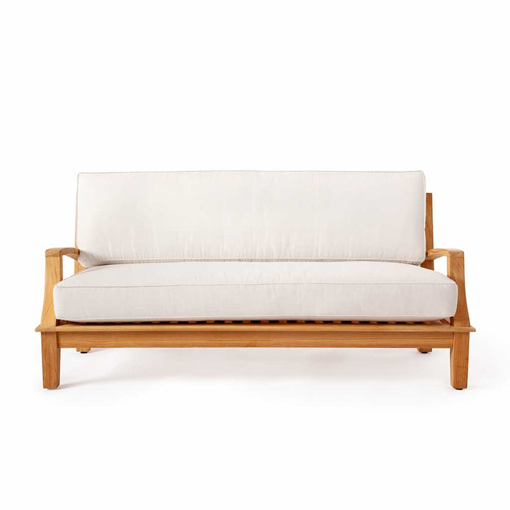 Avalon Grande Sofa || Teak/White Linen