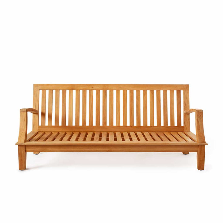 Avalon Grande Sofa || Teak/White Linen