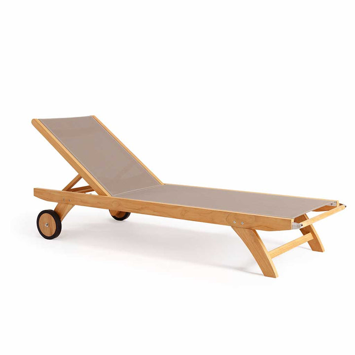 Avalon Sunlounger with Sling || Teak/Grey