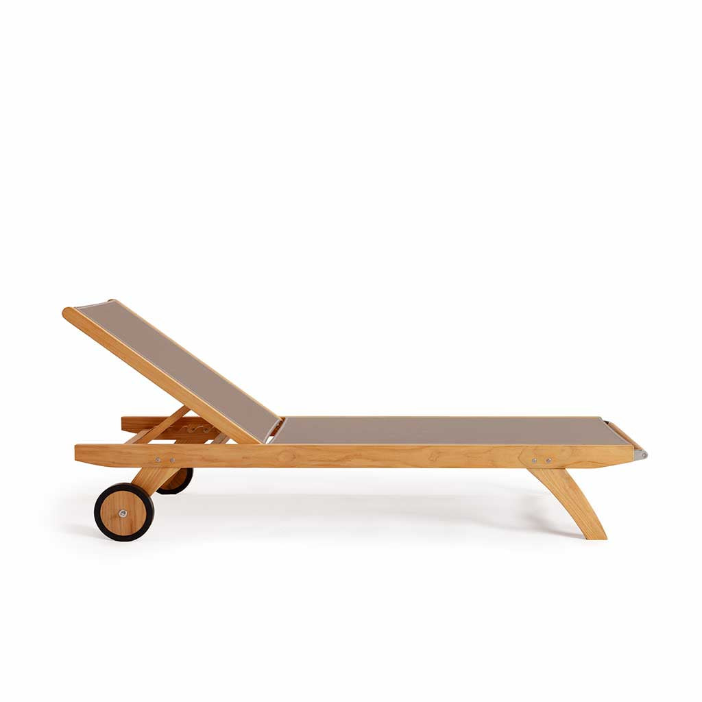 Avalon Sunlounger with Sling || Teak/Grey