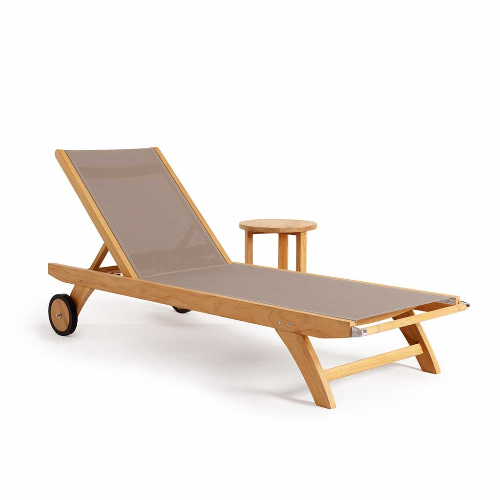 Avalon Sunlounger with Sling || Teak/Grey