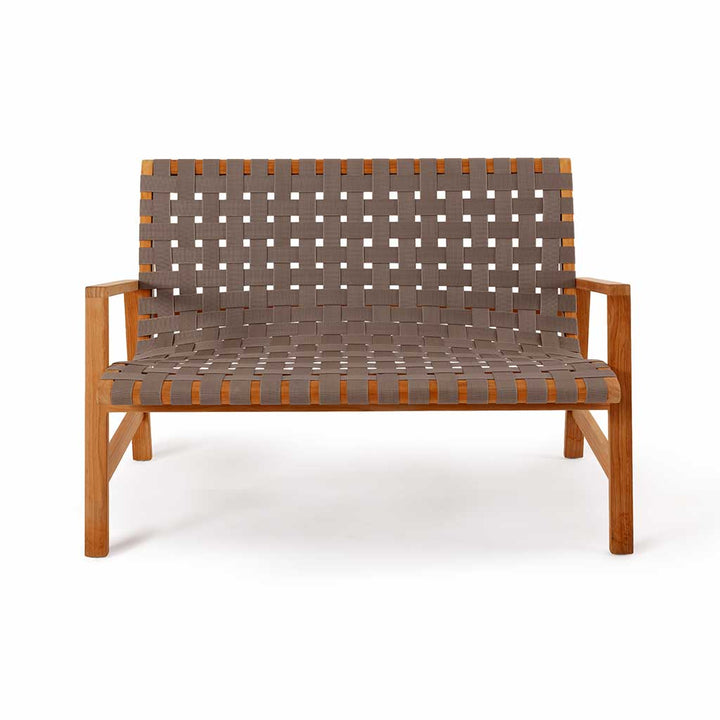Oak Park Allen Woven Bench || Teak/Black