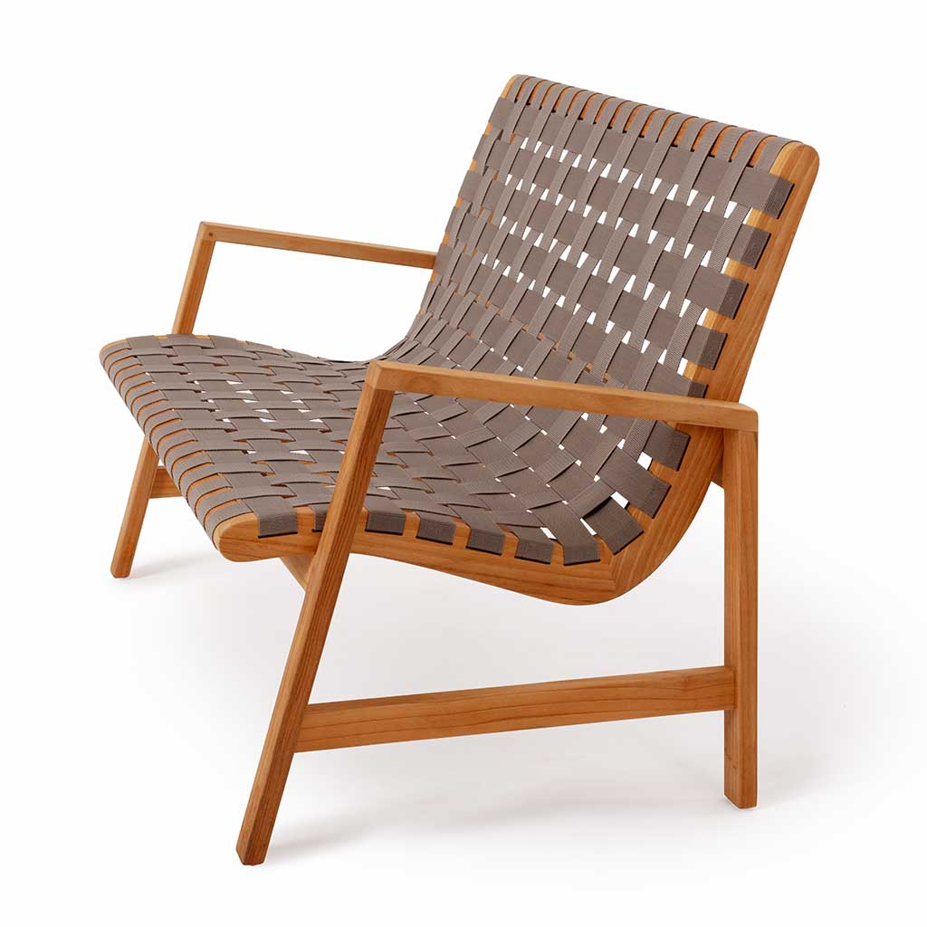 Oak Park Allen Woven Bench || Teak/Black