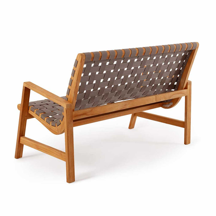 Oak Park Allen Woven Bench || Teak/Black