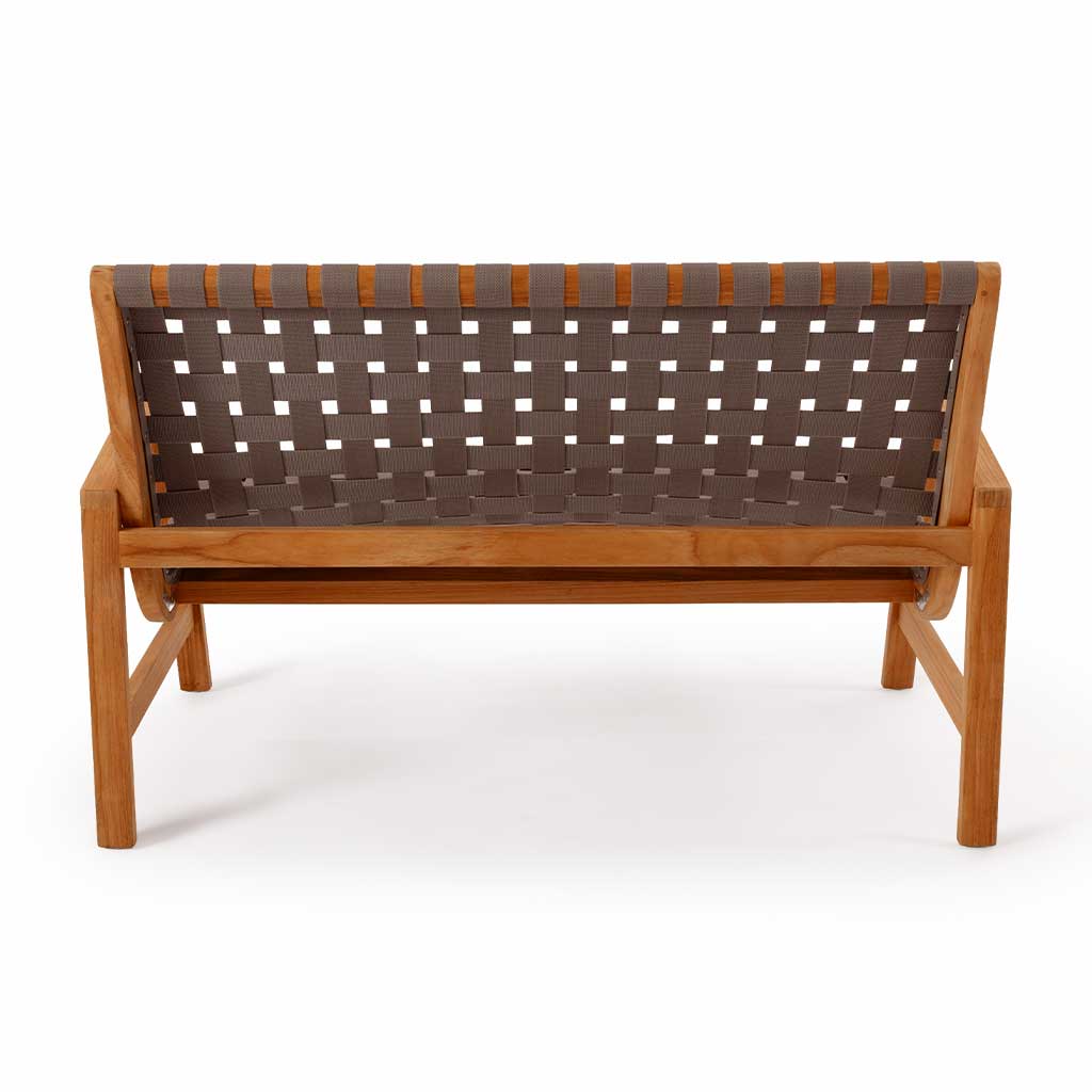 Oak Park Allen Woven Bench || Teak/Black