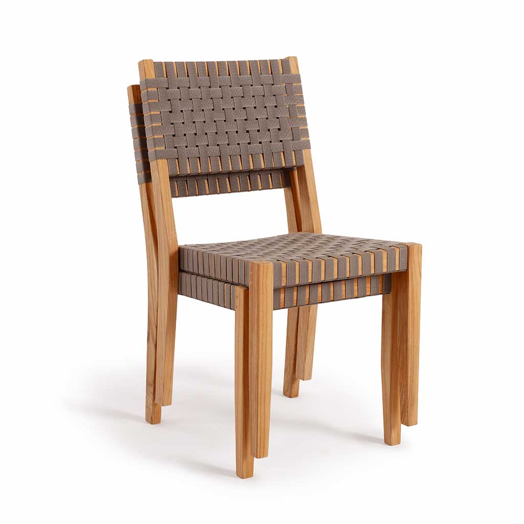 Oak Park Sling Armless Stacking Chair || Teak/Black
