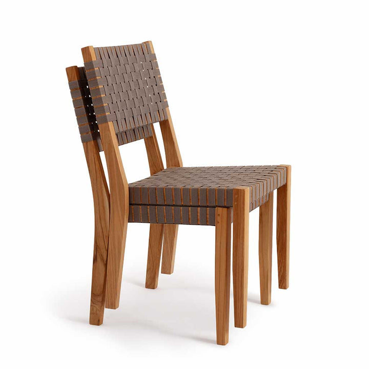 Oak Park Sling Armless Stacking Chair || Teak/Black