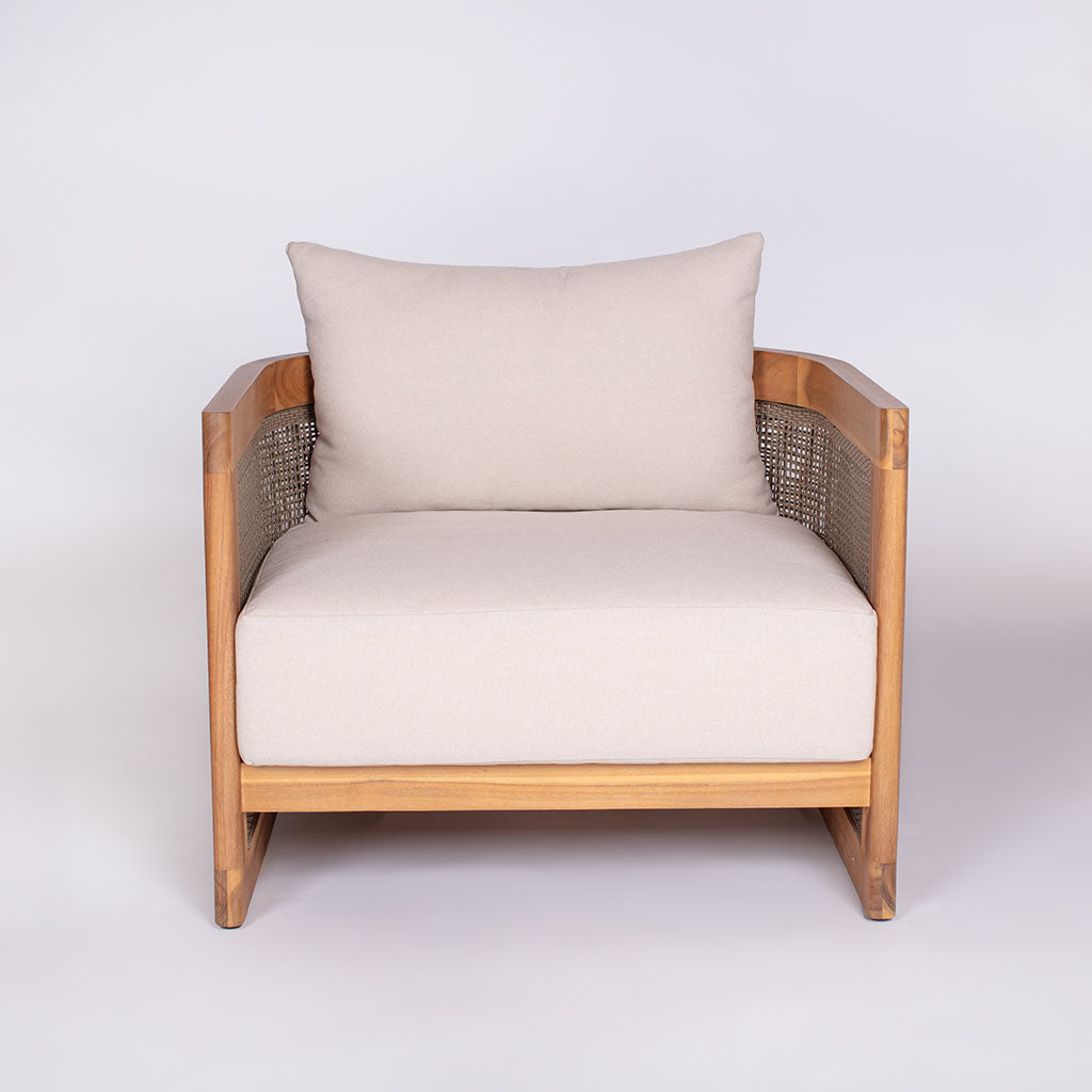 Biscayne Single Sofa Chair || Wood/White