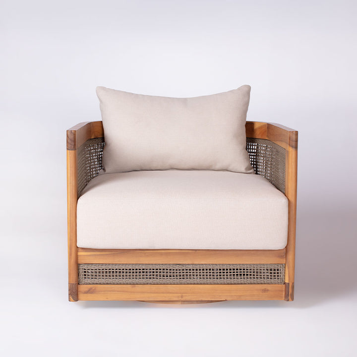 Biscayne Swivel Chair || Wood/White