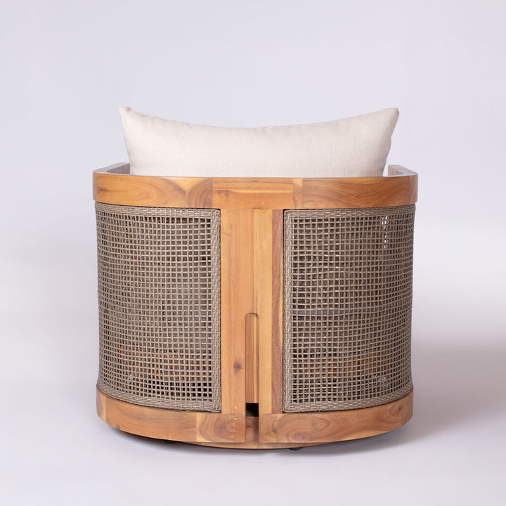 Biscayne Swivel Chair || Wood/White