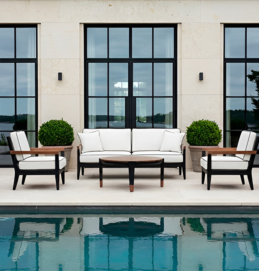 MCM Settee || Black/Canvas