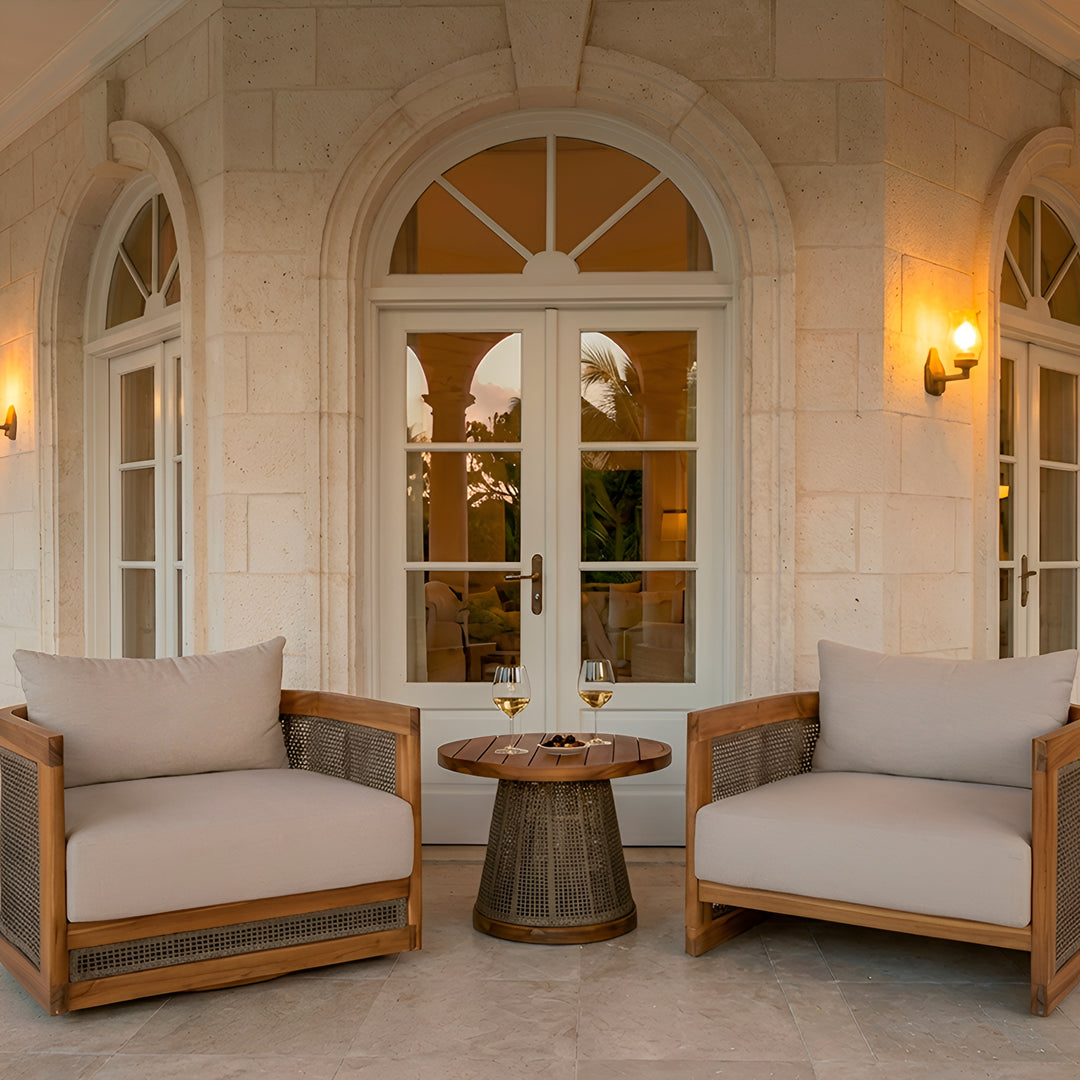 Biscayne Swivel Chair || Wood/White