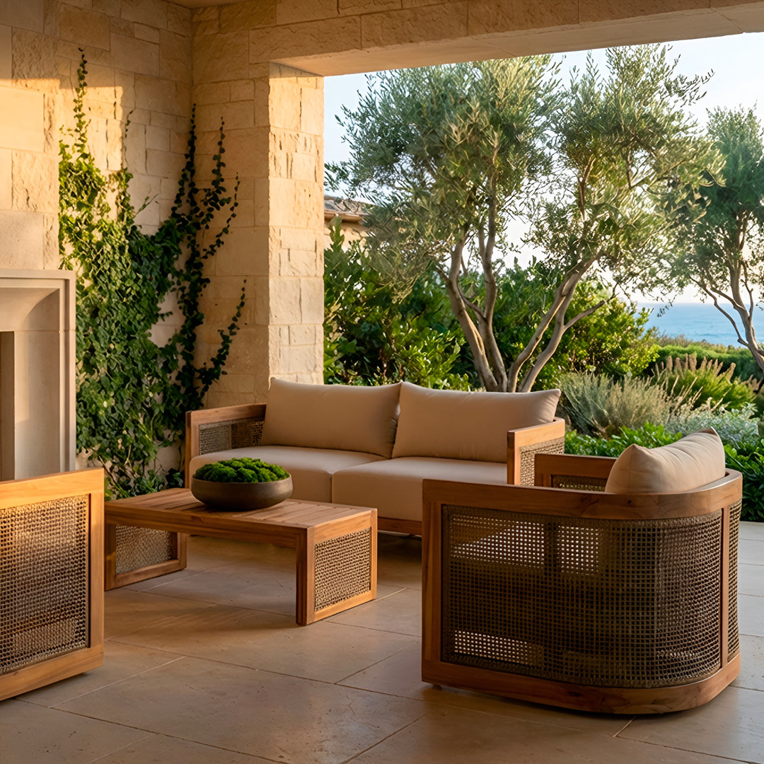 Biscayne Sofa Loveseat || Wood/White