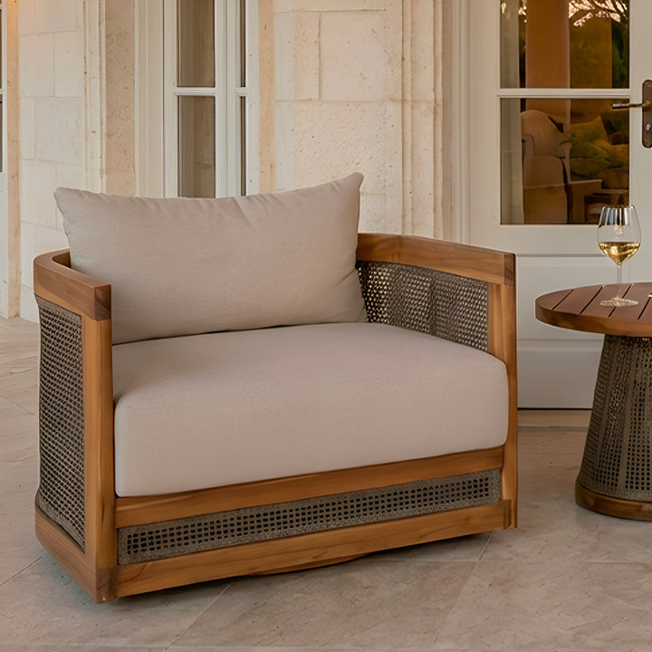 Biscayne Swivel Chair || Wood/White