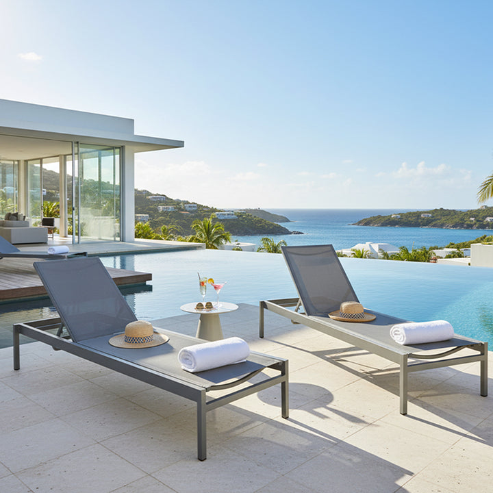 Luxe Sling Chaise Lounge with Wheels