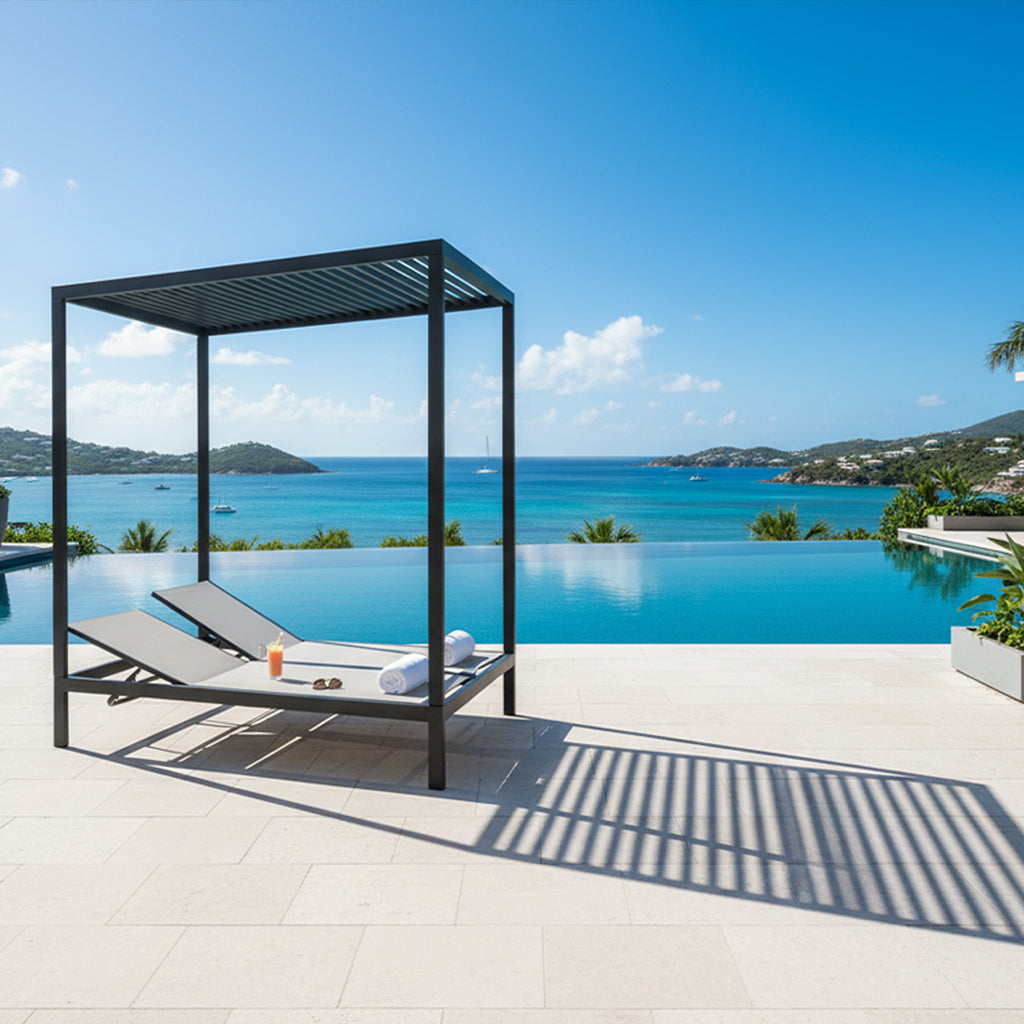 Luxe Sling Double Chaise Lounge With Cabana