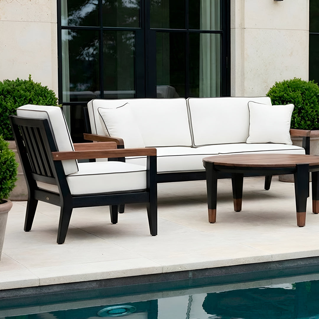 MCM Settee || Black/Canvas