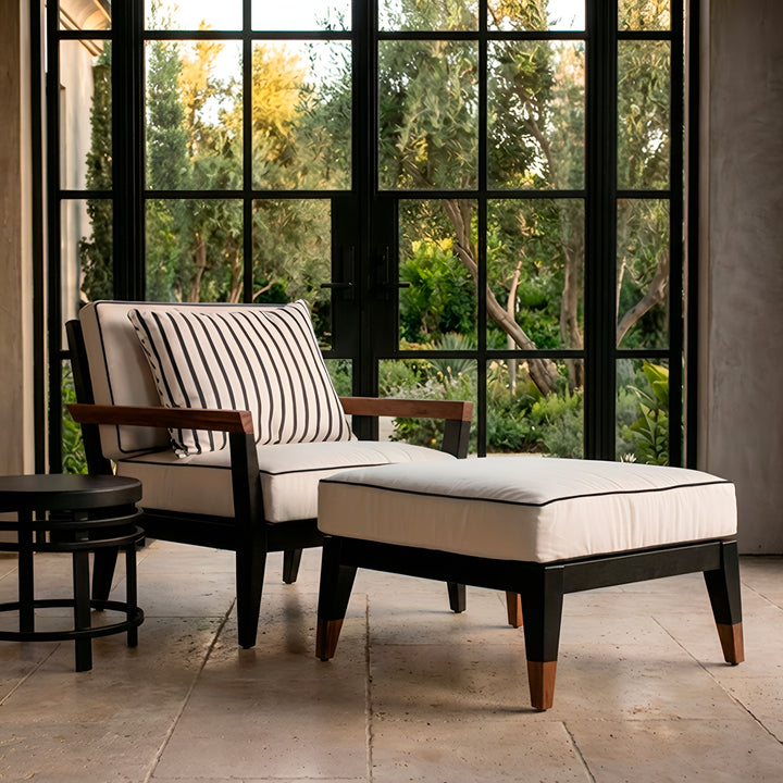 MCM Ottoman || Black/Canvas