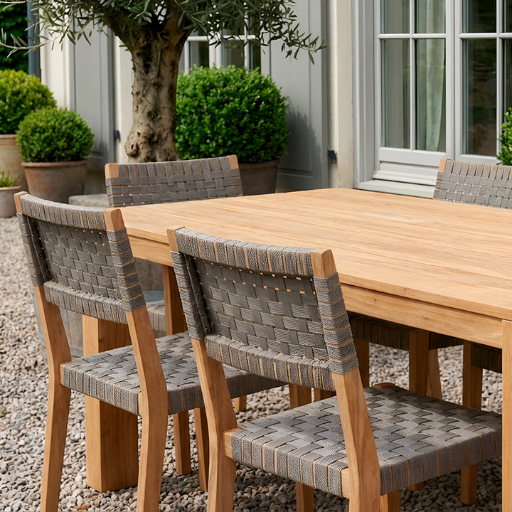 Oak Park Sling Armless Stacking Chair || Teak/Black