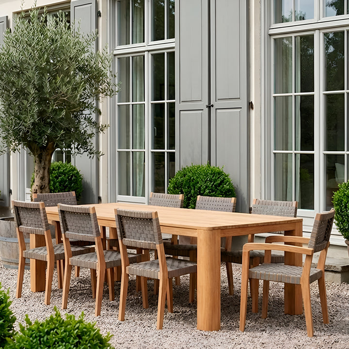 Oak Park Sling Armless Stacking Chair || Teak/Black