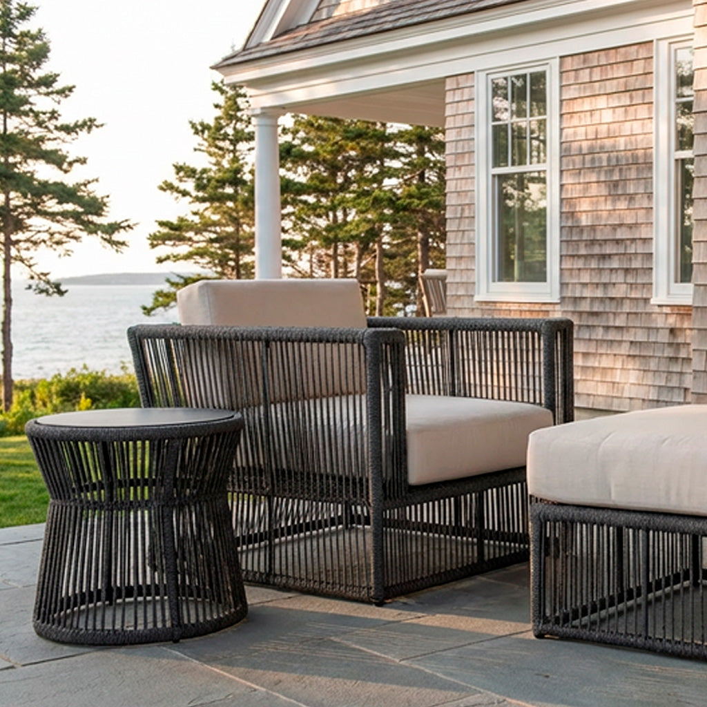 Saranac End Table with Honed Granite Top || Black