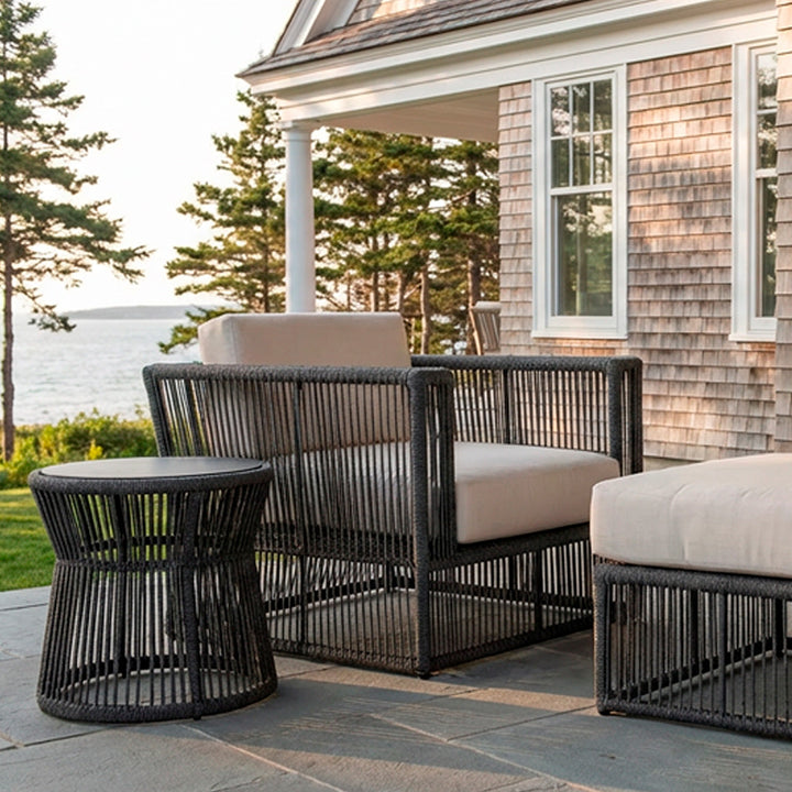 Saranac End Table with Honed Granite Top || Black