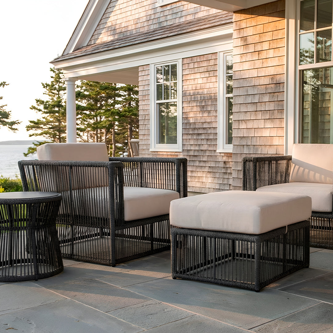 Saranac Ottoman || Black/White